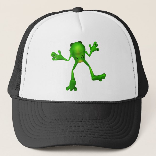Cute Green Froggy Trucker Hat (Front)