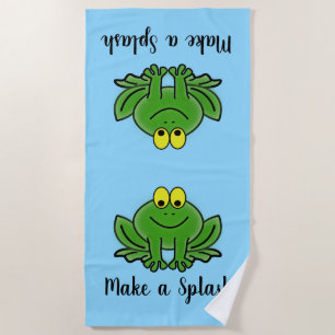 Cute Green Frogs Design Beach Towel