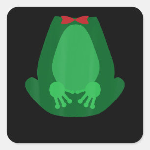 Cute Green Garden Frog Sitting Up Cosplay Square Sticker