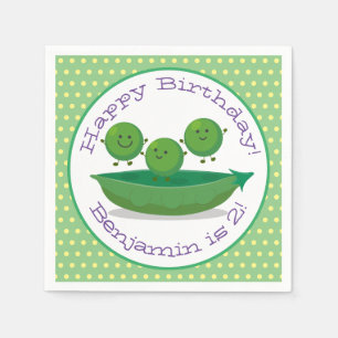 Cute green garden peas cartoon illustration napkin