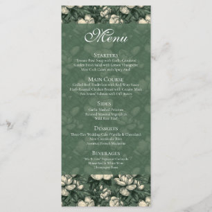 Cute Green Gardenias Aesthetic Boho Wedding Menu