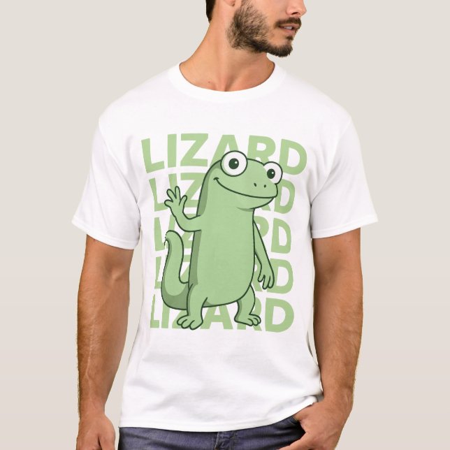 Cute Green Gecko Reptile Graphic Tee for Animal Lo (Front)