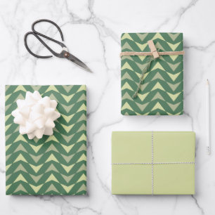 Cute Green Geometric Triangles Pattern  Wrapping Paper Sheet
