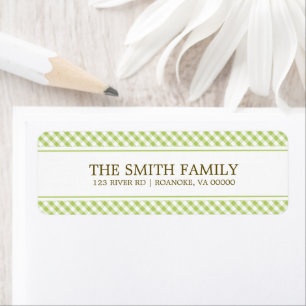 Cute Green Gingham Pattern Return Address Label