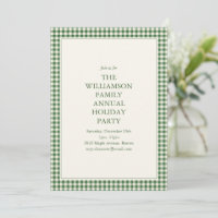 Cute Green Gingham Plaid Christmas Holiday Party