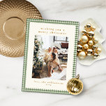 Cute Green Gingham Plaid Portrait Photo Christmas Holiday Card<br><div class="desc">Cute Green Gingham Plaid Custom Photo Christmas Holiday Card for Portrait/Vertical Photos</div>