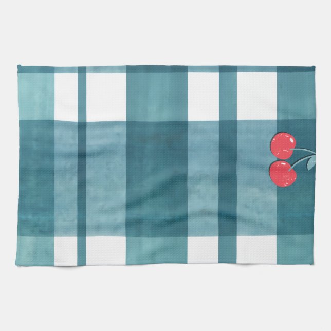 Cute green gingham tea towel (Horizontal)