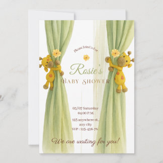 Cute green Giraffe baby shower  Invitation