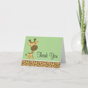 Cute Green Giraffe Thank You Card