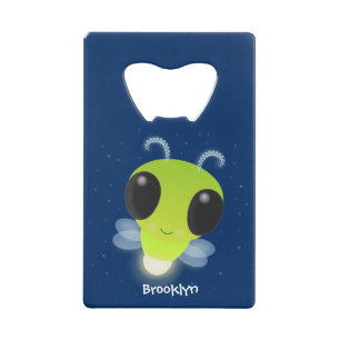 Cute green glow bug firefly cartoon illustration