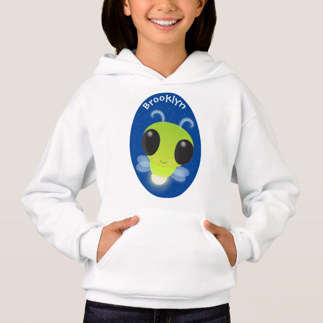 Cute green glow bug firefly cartoon illustration (Front)