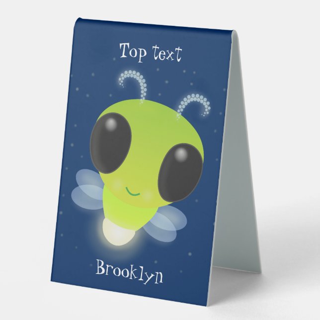 Cute green glow bug firefly cartoon illustration (Front)