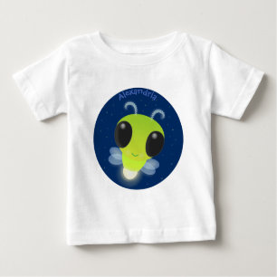 Cute green glow bug firefly cartoon illustration baby T-Shirt