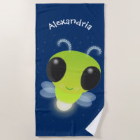 Cute green glow bug firefly cartoon illustration