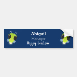 Cute green glow bug firefly cartoon illustration bumper sticker