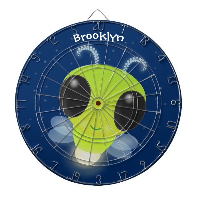 Cute green glow bug firefly cartoon illustration dartboard (Front)