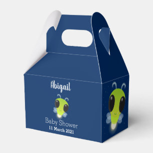 Cute green glow bug firefly cartoon illustration favour box