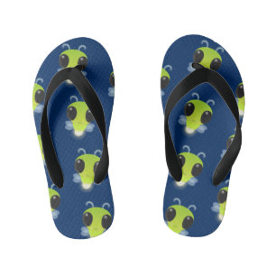 Cute green glow bug firefly cartoon illustration kid's thongs