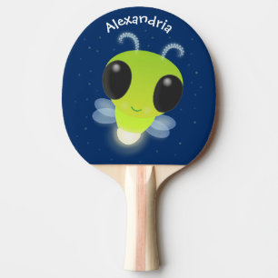 Cute green glow bug firefly cartoon illustration ping pong paddle