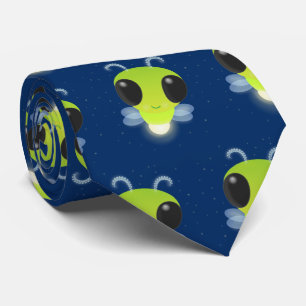 Cute green glow bug firefly cartoon illustration tie