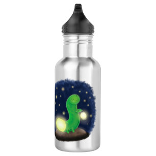 Cute green glow worm cartoon illustration 532 ml water bottle