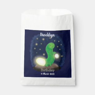 Cute green glow worm cartoon illustration favour bag