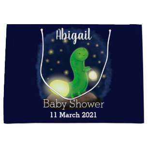 Cute green glow worm cartoon illustration large gift bag
