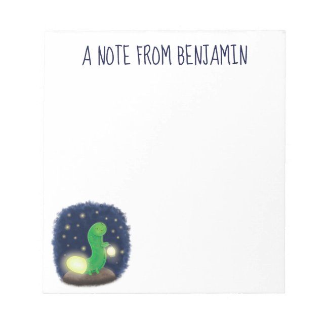 Cute green glow worm cartoon illustration notepad (Front)