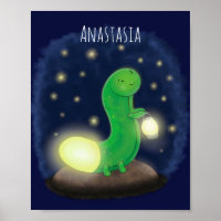 Cute green glow worm cartoon illustration