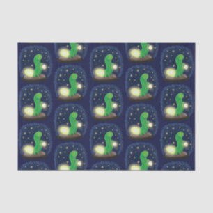 Cute green glow worm cartoon illustration tissue paper