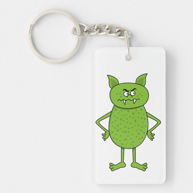 Cute green goblin cartoon key ring (Front)
