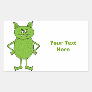 Cute green goblin cartoon rectangular sticker