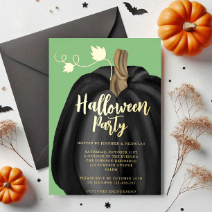 Cute Green Gold Pumpkin Halloween Party