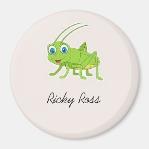 Cute green grasshopper purple magnet