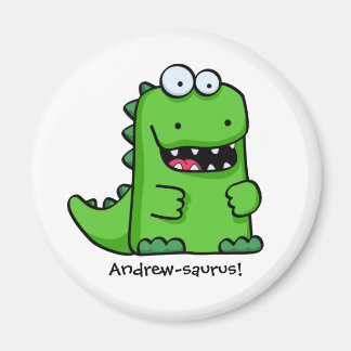Cute Green Happy Dinosaur Magnet