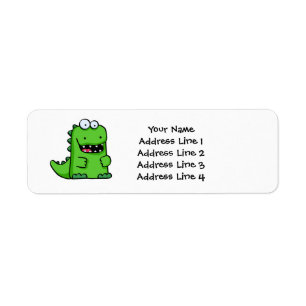Cute Green Happy Dinosaur Return Address Label