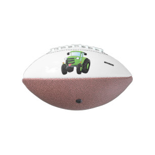 Cute green happy farm tractor cartoon illustration football
