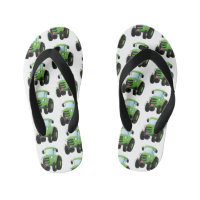 Cute green happy farm tractor cartoon illustration