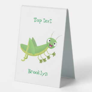 Cute green happy grasshopper cartoon