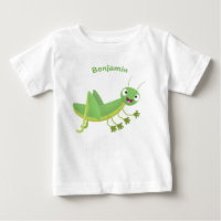 Cute green happy grasshopper cartoon