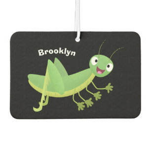 Cute green happy grasshopper cartoon  car air freshener