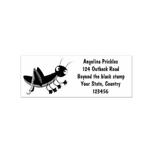 Cute green happy grasshopper cartoon rubber stamp