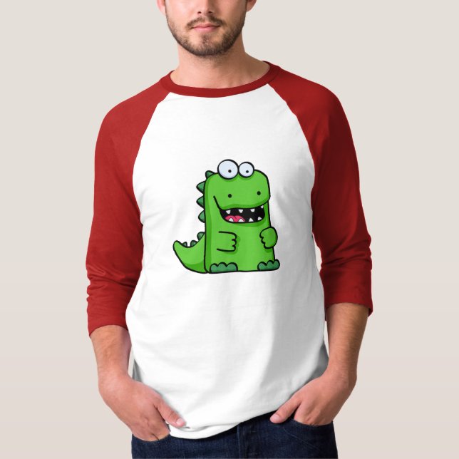 Cute Green Happy-Saurus T-Shirt (Front)