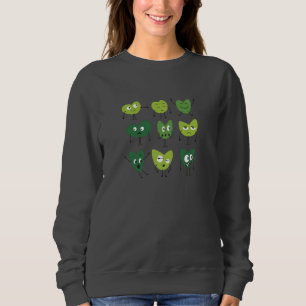 Cute Green Heart Faces  valentine day minimalist Sweatshirt