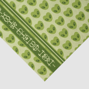 Cute Green Heart-Shaped Alien Your Text in Glyphs Tissue Paper
