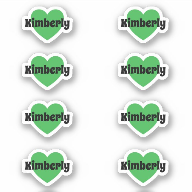 Cute Green Heart Sticker With Customizable Name (Front)