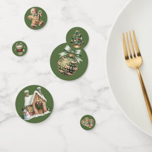 CUTE GREEN HOLIDAY CHRISTMAS PLAID THEME CONFETTI