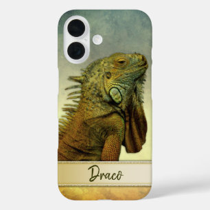 Cute Green Iguana Personalizable iPhone 16 Case