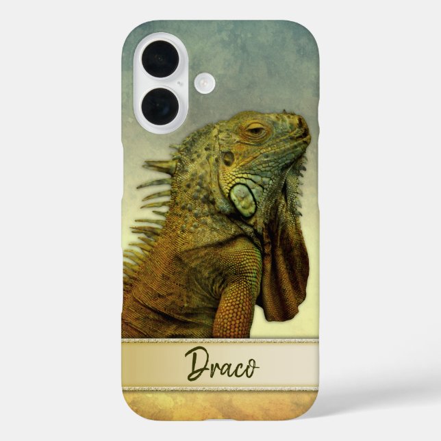 Cute Green Iguana Personalizable Case-Mate iPhone Case (Back)