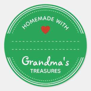 Cute Green Jar Lid Labels Blank Text Box Red Heart